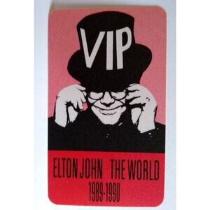 Elton John Backstage Pass Original Vintage 1989 - 1990 The World Tour Red VIP